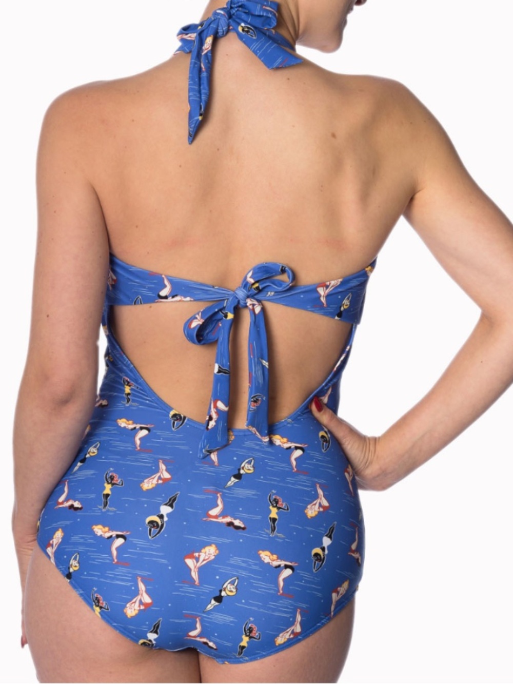 Dive In Retro Plus Size One Piece Bathing Suit 2X - Picture 2 of 3